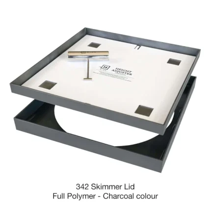 Hide Skimmer lid Kit 342mm x 342 mm Polymer Charcoal (Inlay 25-32mm)