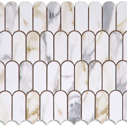 Boutique Calacutta Gold Glass Feather Mosaic