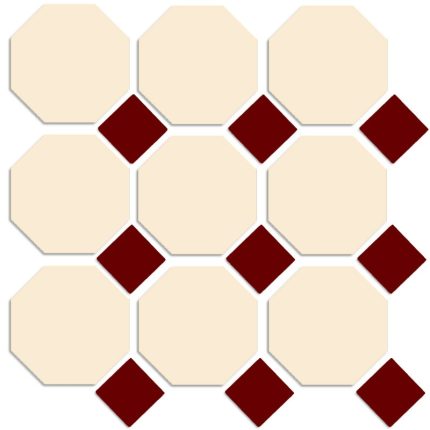 Cotto Cream Octagon with Burgundy Dot