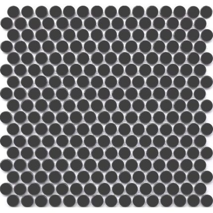 Penny Round Black Matt Mosaic