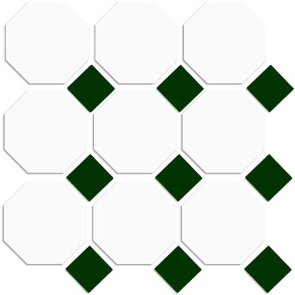 Cotto White Octagon with Green Dot