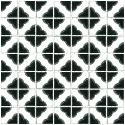 Poppy Flower Gloss Black Mosaic