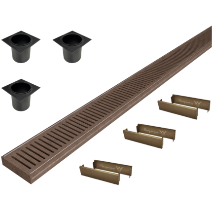 Hayman Aluminium Grate Drain 100mm x 3m - 26mm Brushed Copper KIT 40mm Outlet